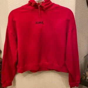 X-GIRL Red Cropped Hoodie Sweatshirt Size 2